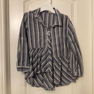 White & Blue Button Shirt
